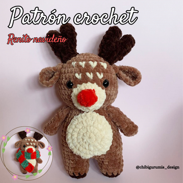 Portada del patrón de crochet de Reno