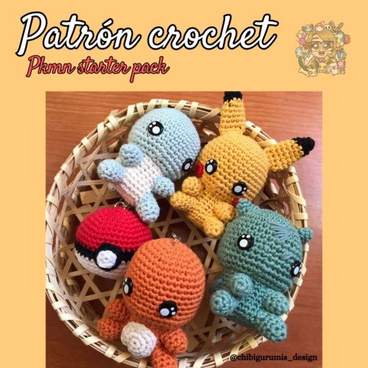 Portada del patrón de crochet de set pokemon