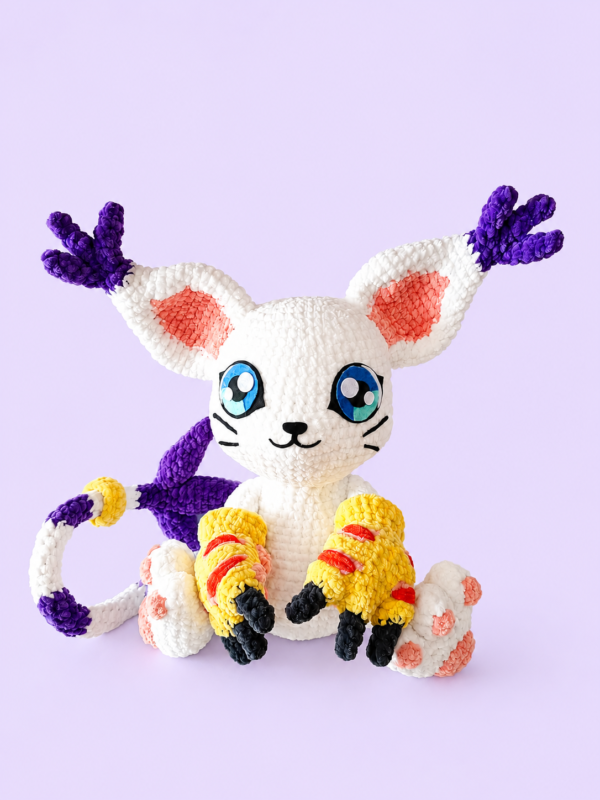 amigurumi gato digital crochet Portada producto gatomon hecho a mano